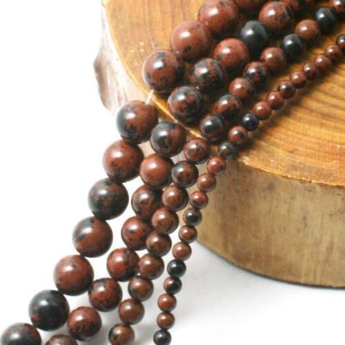 Beadia 4/6/8/10 Natural Round Gem Stone Beads Brown Obsidian Beads Pick Size 15" DIY For Fashion Jewelry Making BTB759