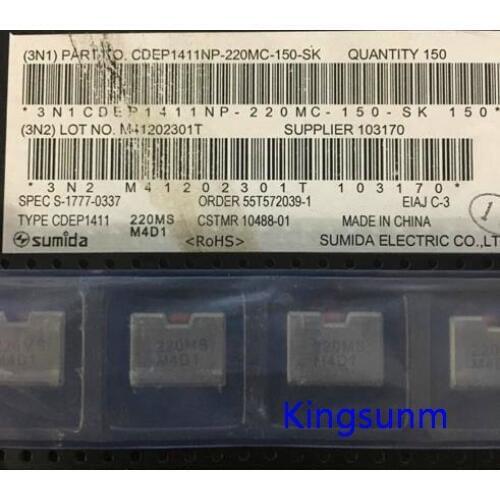 Free shipping 10pcs Flat line high current power inductor CDEP1411NP=220MC-150-SK 22UH