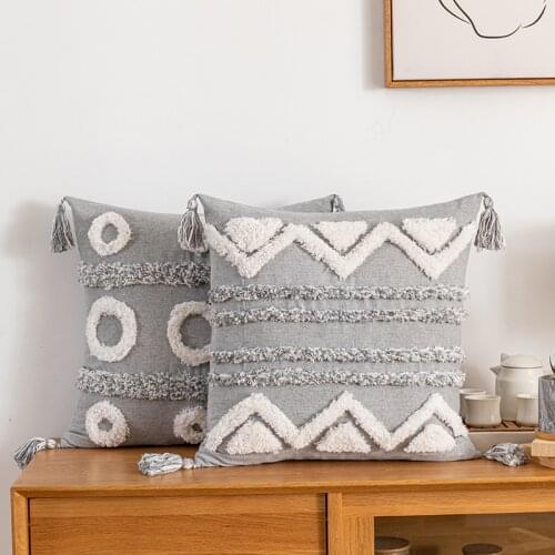 Morroccan style Cushion cover 45x45cm Grey Diamond Tufted Zigzag Plillow Cover Home decoration Pillow Case for Sofa Bed Chair