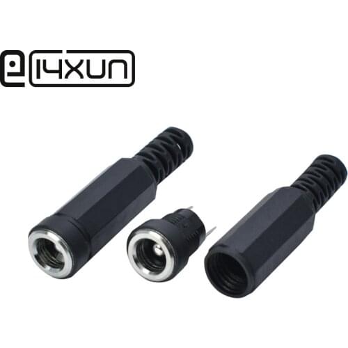 EClyxun 2pcs/lot DC Power Supply Jack Plug Socket Female Panel Mount Connector DC Power Jack With Plug 5.5x2.1mm/5.5x2.5mm