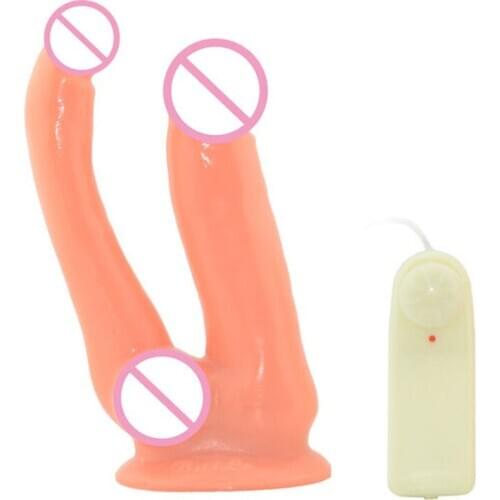 Erotic Double Penetration Dildo Vibrator Big Dildo Realistic Penis Suction Cup Dick for Anal Vagina Adult Sex Toys for Woman