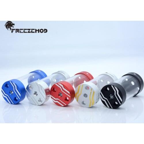 FREEZEMOD 80mm-330mm Water Tank 60mm Reservoir Acrylic Dual Metal Cover Water Pump Built-in Bubbler MOD Water Cooler Water Box