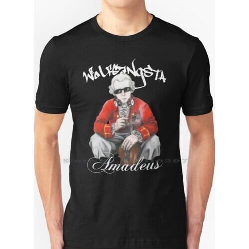 Wolfgangsta Amadeus ( White Writing ) T Shirt 100% Pure Cotton Music Musician Composer Classical Wolfgang Amadeus Mozart Violin