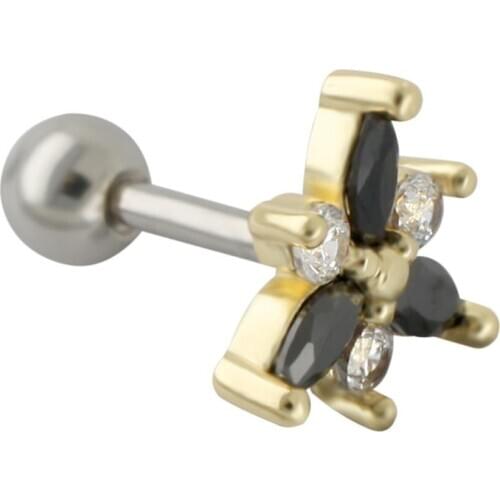 JHJT 16G Cartilage Nail G23 Titanium Three Petals Shape Cartilage Earring Helix Tragus Body Jewelry Piercing