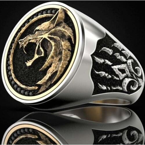 Ancient Egyptian Mythology Grim Reaper Anubis Ring Retro Jackal Head Human Body Plated 18k Gold Mens Ring