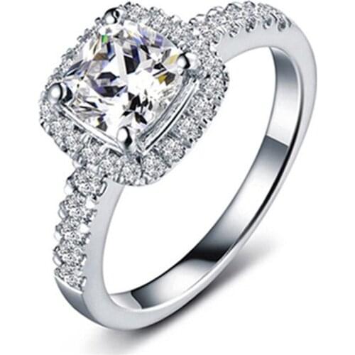 Solid Platinum PT950 Ring 3CT Cushion Diamond Engagement Weeding Ring Statement Jewelry Gift Promise Rings For Her With Box