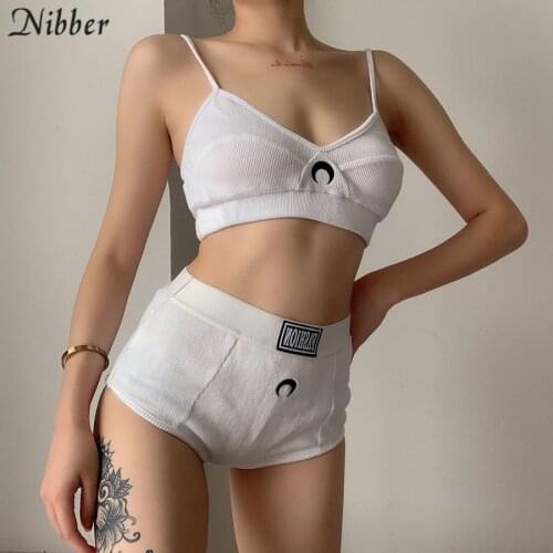 NIBBER Embroidery 2Two Piece Sets Women Crop Top Camisole Ultra Shorts Underpants Street Beach Vacation Shorts Summer Home Suits