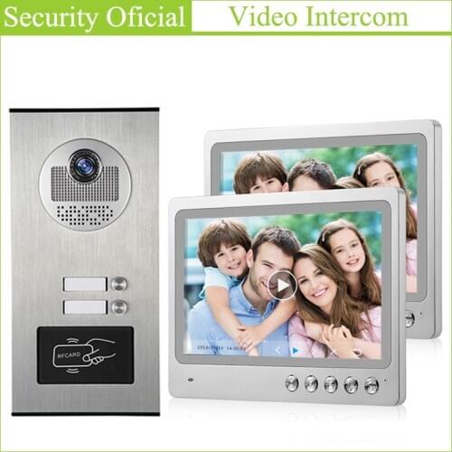 2 Pieces 9 inch Screen Display Video Intercom Kits Waterproof Night Vision Multi Apartment Building New Doorbell Intercom System