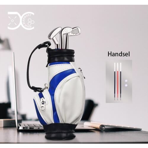Creative Golf Pen Holder With Pen Desktop Decoration Gift Golf Bag Unique Leather Golf Pens Set For Coworker Men Women and Lover
