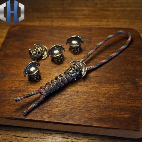 Skeleton Warrior Brass Knife Beads Parachute Rope Dropping DIY Skull Bead EDC Accessories