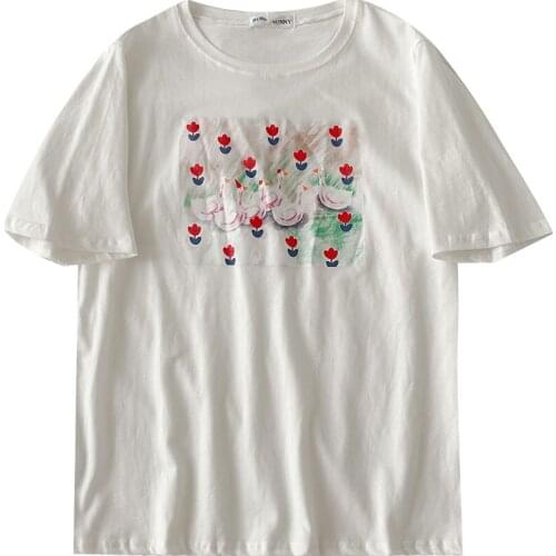 Summer new style Korean printed loose casual short-sleeved T-shirt women