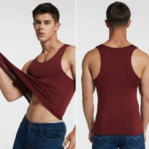 Summer Seamless Thin Ice Silk Elastic Vest Male Youth Tight-fitting Sleeveless T-shirt Sports Quick-drying V-neck Underwear