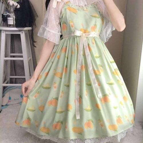 Cute Sweet Women Lolita OP Dress Flouncing Lace Trim Japanese Harajuku Sleeveless Doll Teen Dress Fairy Vestidos Party Dresses