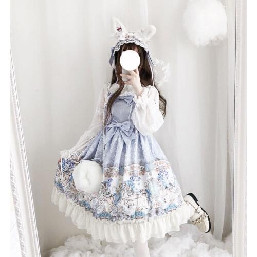 Princess Kawaii Lolita Dress vintage carousel sweet jsk cute girl dress Lolita Sleeveless Bowknot gothic lolita cos loli dress