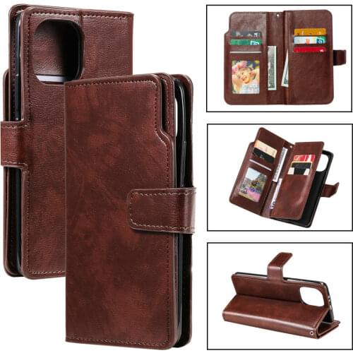 Multi 9 Card Slot Leather Business Flip Case for Xiaomi Mi 11 5G Luxury Cover 360 Protect Wallet Shell Mi11 Case Xiaomi11 Funda