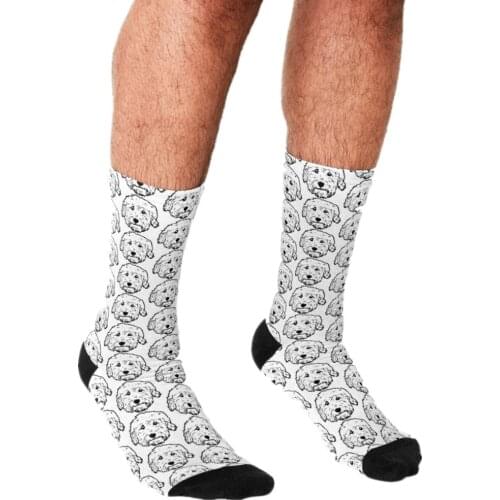 Men Socks Goldendoodles! Labradoodles - any adorable doodle dog in black and white Printed Happy hip hop Skateboard Crew Socks
