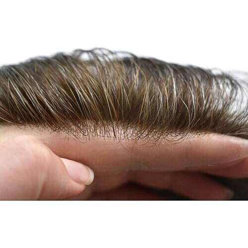 Invisible Hairline Ultra Thin Skin V-loop Mens Toupee Human Hair Replacement Poly Skin Wigs for Men PU Hair Systems All Colors