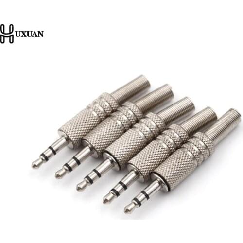 Newest 5pcs/lot 3.5mm Plug Connector 3 Pole Male Audio Plug Welding Head Stereo Dual Headphone Jack with Spring Connetor