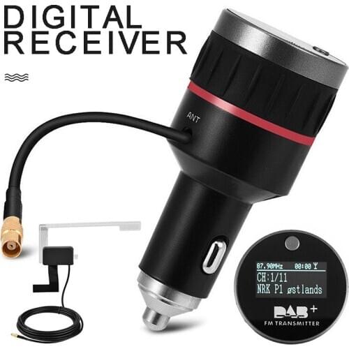 New Arrival Car DAB + Digital Radio USB Adapter Receiver Tuner FM Transmitter Black Cars Cigarette Lighter Connector Cable