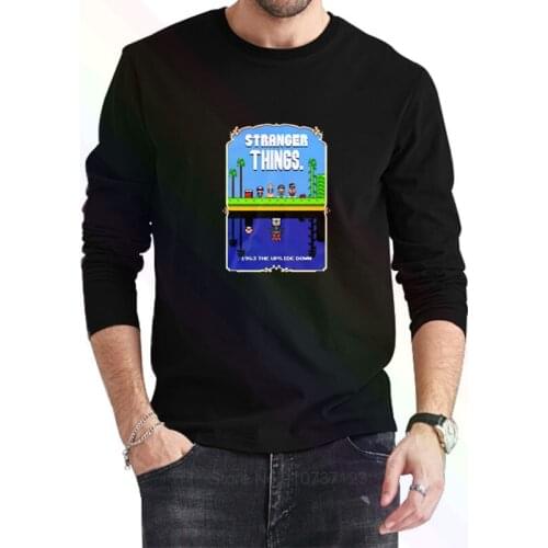 Stranger Things Mario Bros Pixel Logo Classic T-Shirt 2021 Newest Summer Mens Long Sleeve Popular Tees Shirt Tops Novel Unisex