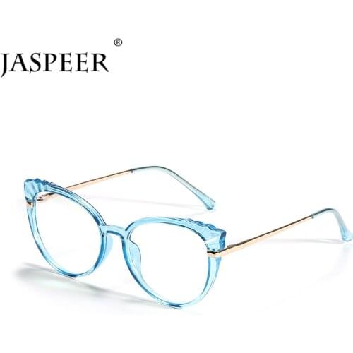 JASPEER Cat Eye Computer Glasses Women Blue Light Blocking Eyeglasses Men UV400 Optical Spectacle Frames