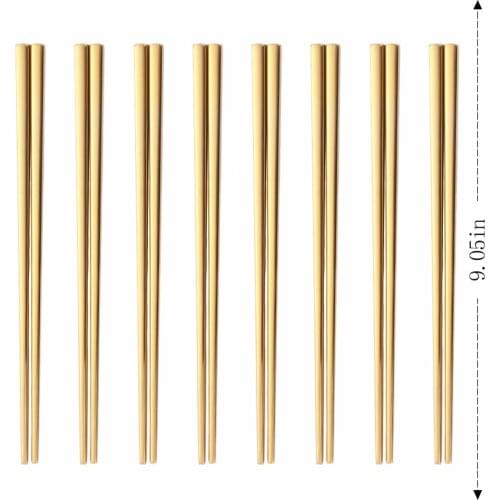 8 Pairs Glossy Gold Japanese Korean Style Chinese Chopsticks Sushi Sticks Noodles Rolls Food Tableware Metal Reusable Chopsticks