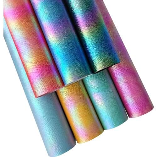 135*30cm Iridescent Light Color PU Holographic Faux Leather Fabric Sheet For Making Shoe/Bag/Purse/Earring/DIY Accessories