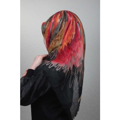 POLOİST SHİNE PATTERNED SILVERY LINEN SCARF-PATTERN-15-RENK-15