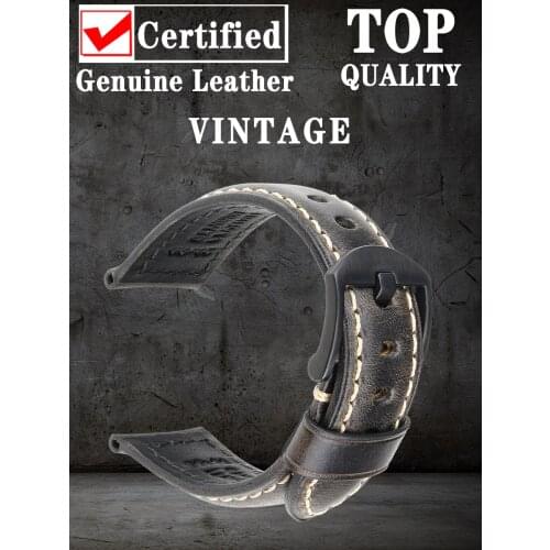 MAIKES Premium Watch Bracelet Watchbands 20mm 22mm 24mm 26mm Vintage Oil Wax Leather Watch Strap For Panerai Watch Band