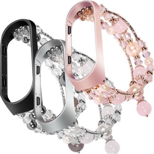 Luxurious Agate Gem Strap Frame for Xiaomi Mi Band 5/4/3 Watch Band Women/Girls Fashion Fresh Bracelet for Miband 5 Wrist Belt
