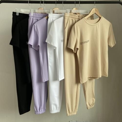 Spring Summer 2021 Fashion Womens High quality sweat suits Women comfort T-shirts+casual pants 2piece set leisure suit A786