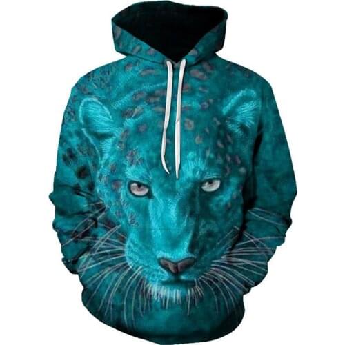 Hot Sale Men Women Hooded Sweatshirt Cute Leopard 3D Print Pullover Unisex Creative Oversized Hoodies Casual Partywear