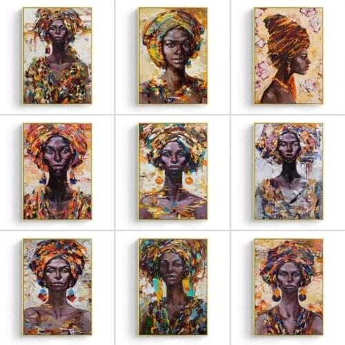 Traditional Clothing African Woman Canvas Painting Posters and Prints Wall Art Retro Picture for Living Room Home Decor Cuadros