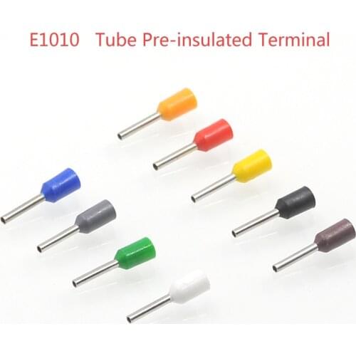 100/200pcs Tube insutated cord end terminals Electrical crimp terminal wire connector E1010 cable ferrules VE 18AWG 1.0mm2