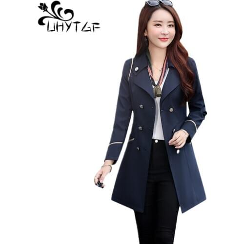 UHYTGF Women's Double Breasted Trench Coats