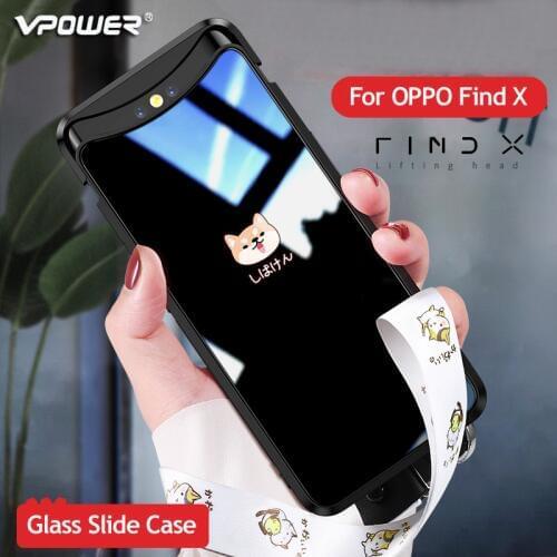 VPOWER OPPO Find X Case Tempered Glass Slide Cover for OPPO Find X Case 6.42'' Cases Luxury Colorful Bumper FindX Fundas