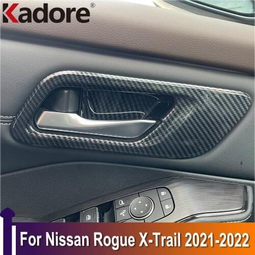 For Nissan Rogue X-trail 2021 2022 ABS Carbon Fiber Interior Door Handle Cover Trims Protection Sticker Styling car accessories