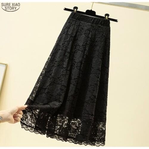 2021 Sexy Black Long Skirt Summer Plus Size Loose High Waist Women Skirts Loose A- Line Midi Skirt For Women Skirts Faldas 9833