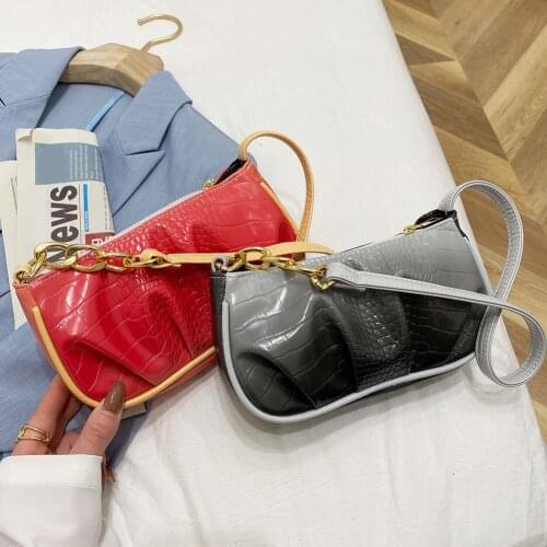 Women Casual Gradient Color Vintage PU Leather Shoulder Underarm Bags Ladies Fashion Alligator Pattern Small Shoulder Handbags