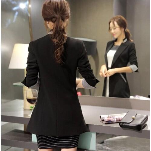 Women Blazer For Work Black Long Blazer For Women Double Breasted White Suit Women Office Blazer Plus Size LX494