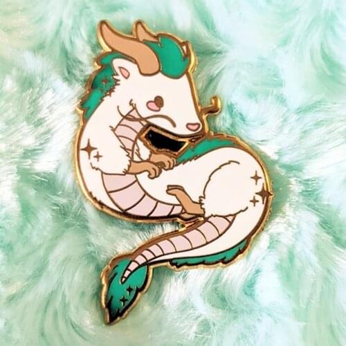 Spirited Aways Haku Dragon Enamel Brooch Pin Backpack Hat Bag Lapel Pins Badges Women Mens Fashion Jewelry Accessories
