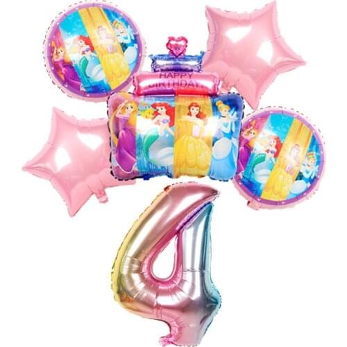 1 Set 32 Inch Digital Aluminum Foil Balloons Disney Princess Cake Helium Balloon Birthday Party Decoration Baby Shower Kid Toy
