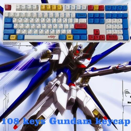 108 Key Anime Gundam Keycaps PBT Sublimation OEM Height Mechanical Keyboard Keycaps for Cherry MX Switch 60/61/87/104/GH60/GK64