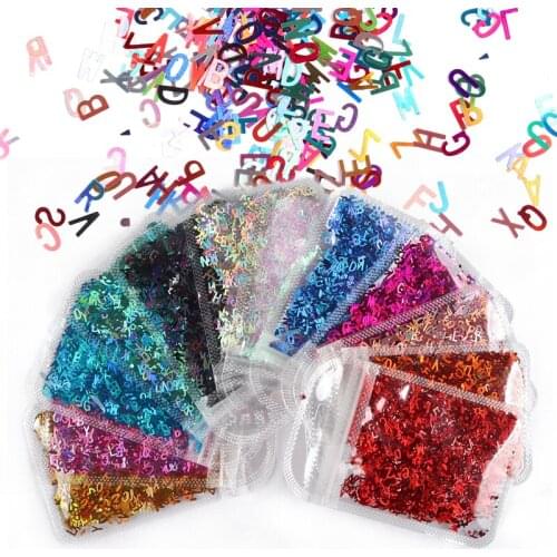 12 Bag Holographic Letter Mirror Sequins Nail Glitter Flakes For Nail Designs Nail Art Accessories Gel Polish Manicure Supplies