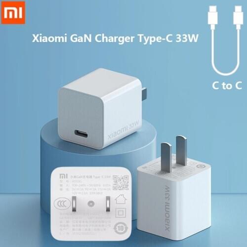 2021 Orginal Xiaomi GaN Charger Type-C 33W 3A MAX Fast Charge USB-C Charger C to C Redmi K30 Support For iphone Android Switch