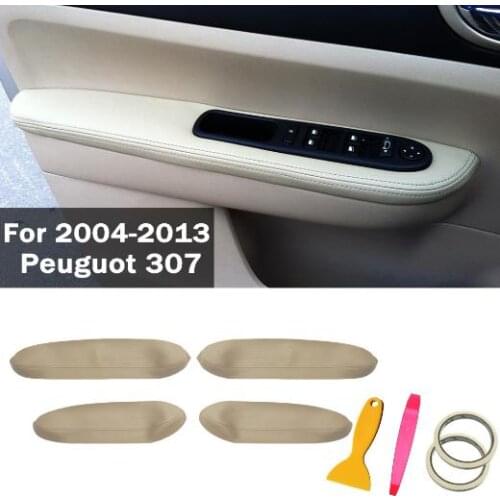 4Pcs/SET Microfiber Leather Car Door Armrest Panel Protective Cover For Peugeot 307 (2004-2013) car accessories interior