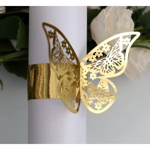 50pcs/set Hollow Gold Ring Napkin Holder Towel Buckle Paper Ring Dinner Table Adornment Household Wedding Party Decor