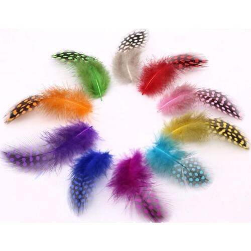 50PCS Mixed Colors Guinea Pearl Hen Feather Spey Flies Tailing Cheeks Streamers Fly Tying Material