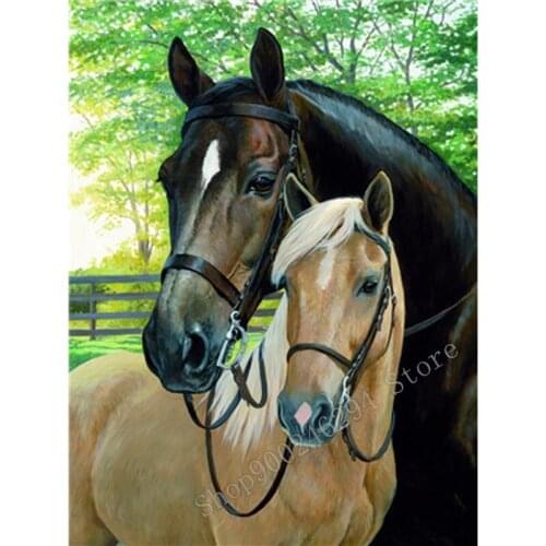 Full Square Round Drill 5D DIY Diamond Painting Two horse Love Embroidery Cross Stitch 5D Home Decor Gift FF2279