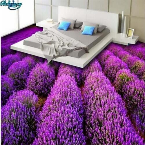 Beibehang Large custom flooring beautiful lavender flowers living room 3D floor tiles fine decoration